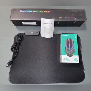 Black Gaming Mouse Pad with RGB Lighting & Light- up Gaming Mouse Limit Blade